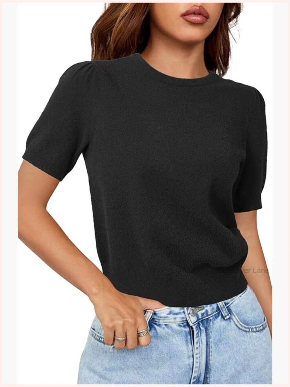 Women's Wool Blend Fuzzy Puff Sleeve Crop Sweater Pullover